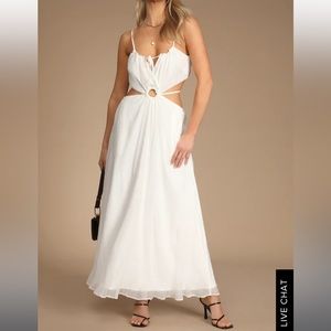 Lulus White Cut-out Maxi Dress with Pockets- Size XSmall